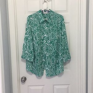 Green print blouse